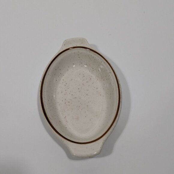 Syracuse Speckled Brown Oval Au Gratin Dish Vintage Ceramic Serving Bakeware - Picture 2 of 6